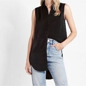 Joie Black Sleeveless Button Down Top Blouse XS
